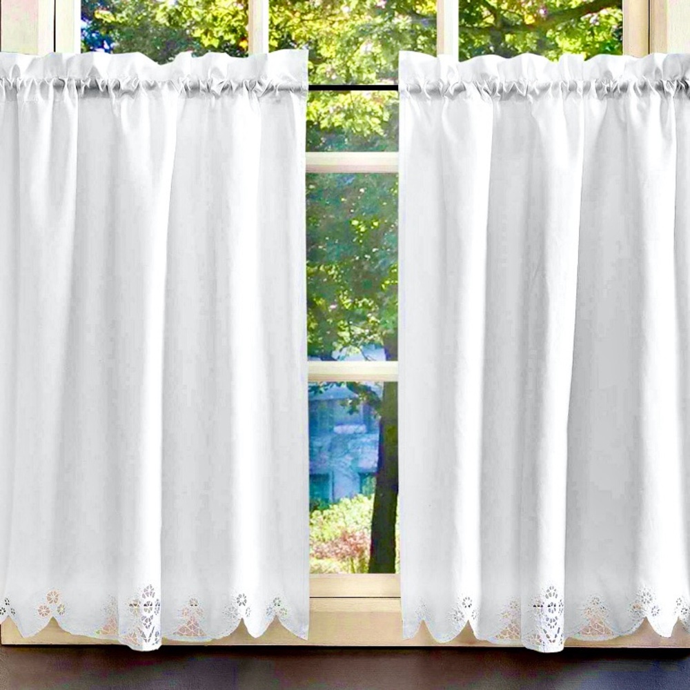 Elegant White Kitchen Curtains NWOT
